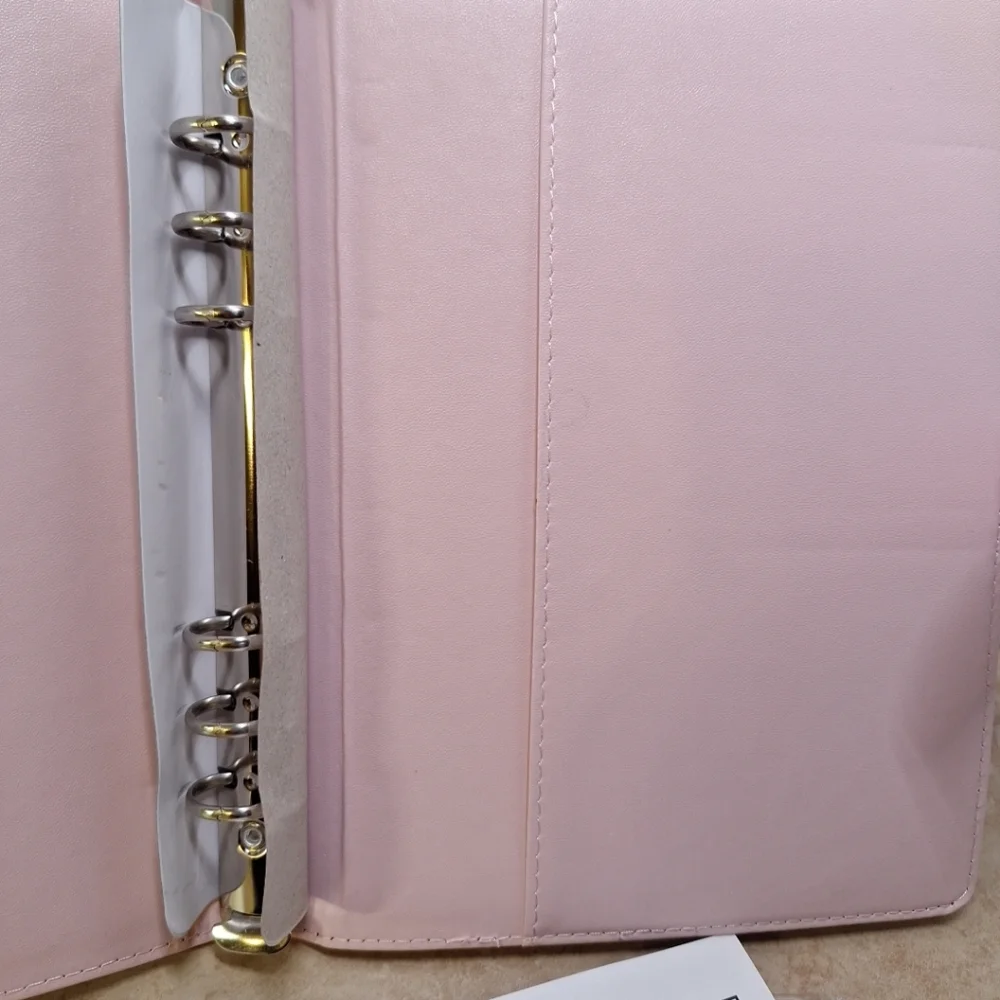 100 Envelope Saving Challenge Pink 6-ring Binder Clear Pockets Tracker Page 9x7